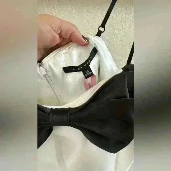 NWT Cleo Two Tone Color Block Off-The-Shoulder Bow Satin Mini Dress - Picture 8 of 8